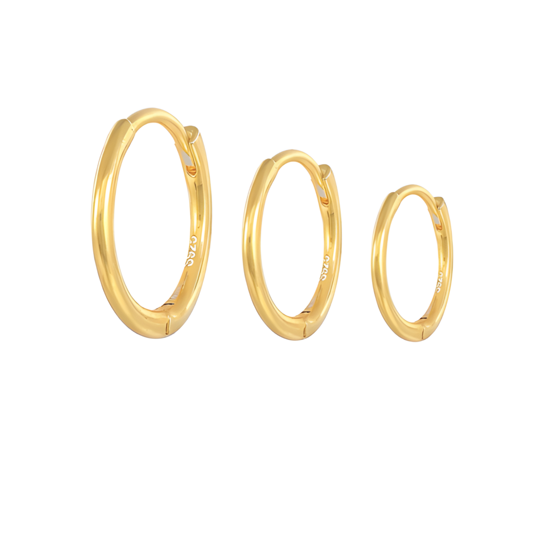 Glossy Hoop Earrings 925 Silver Gold Earrings Adascious Empire