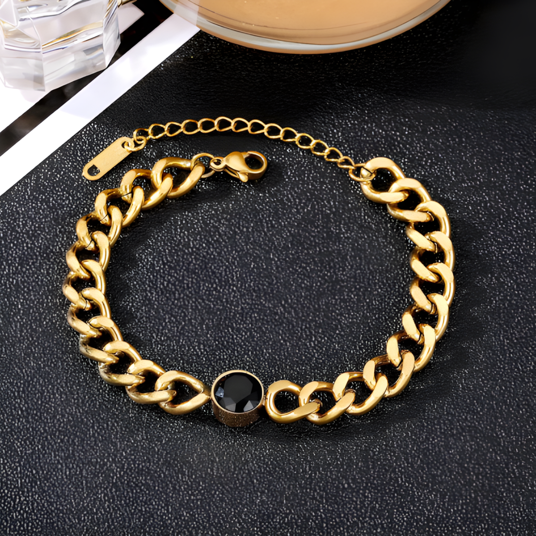 Black Dot Gold Cuban 316L Plated Stainless Steel Bracelet Adascious Empire