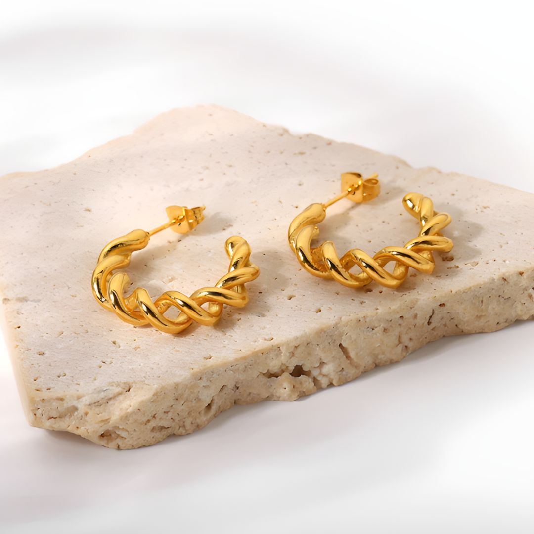 Ava Twisted 18k Gold Plated Hoops Adascious Empire
