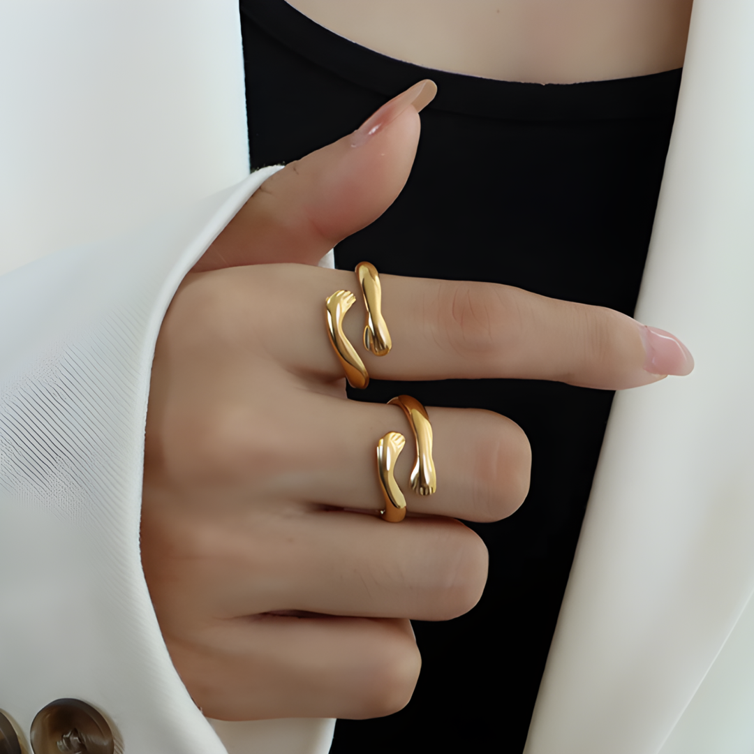 Sandy Hand Ring 18K Gold Plated Stainless Steel Adascious Empire