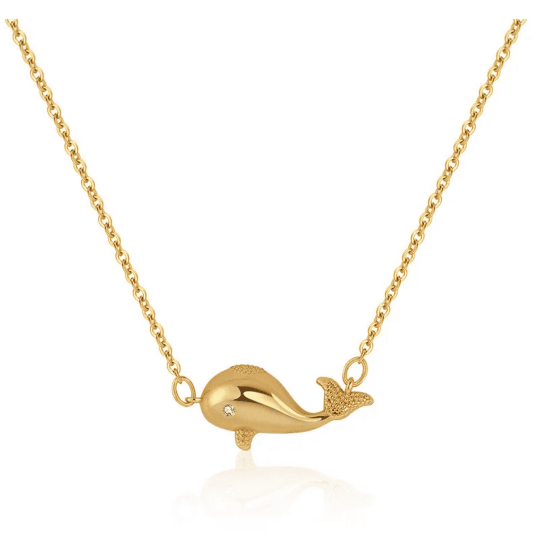Blossom Dolphin 18k Gold Plated Necklace