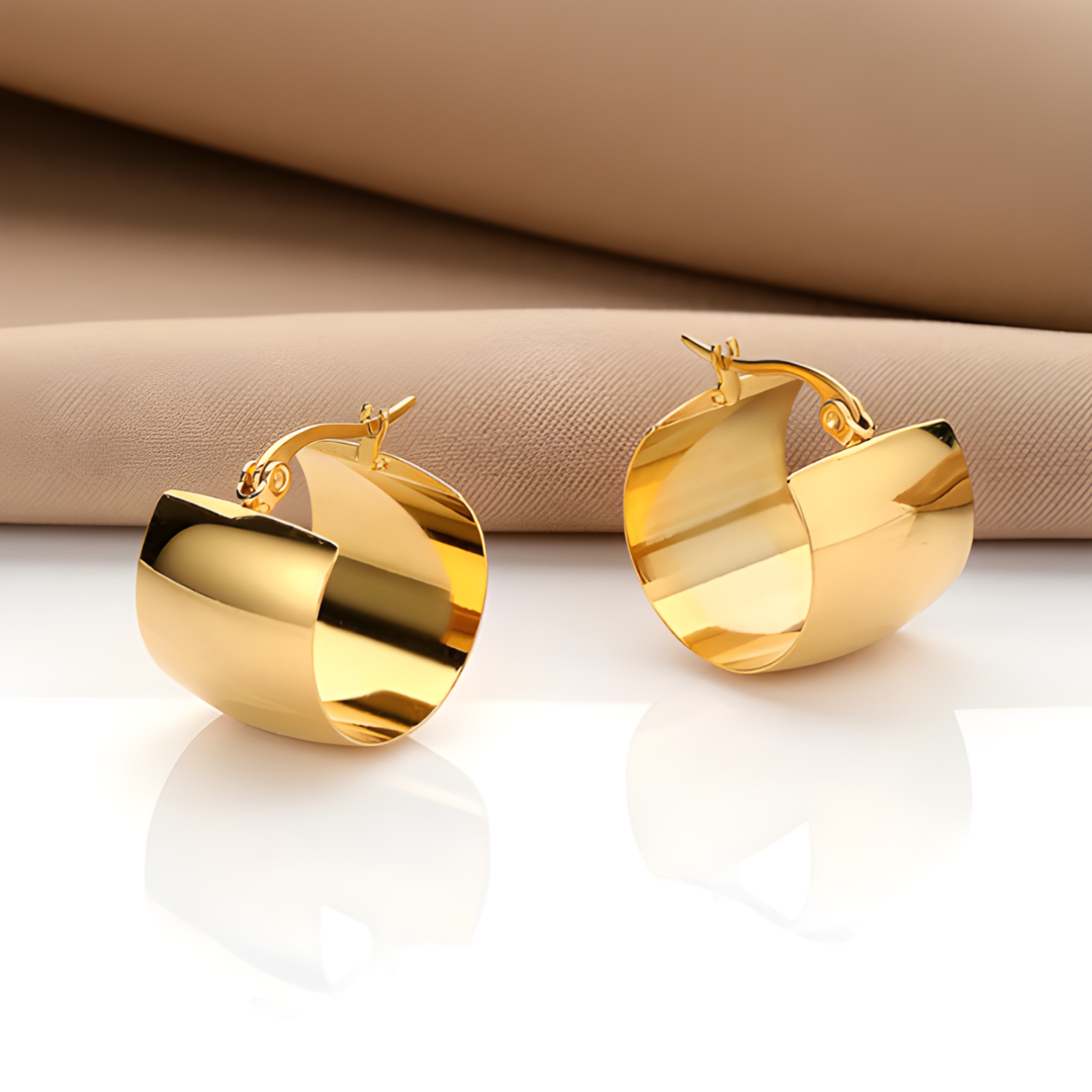 Ura 18K Gold Plated Huggie Chunky Statement Earrings