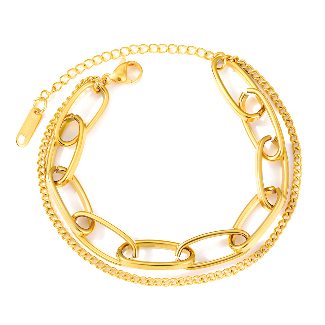 Double chain Gold Cuban 316L Plated Stainless Steel Bracelet Adascious Empire