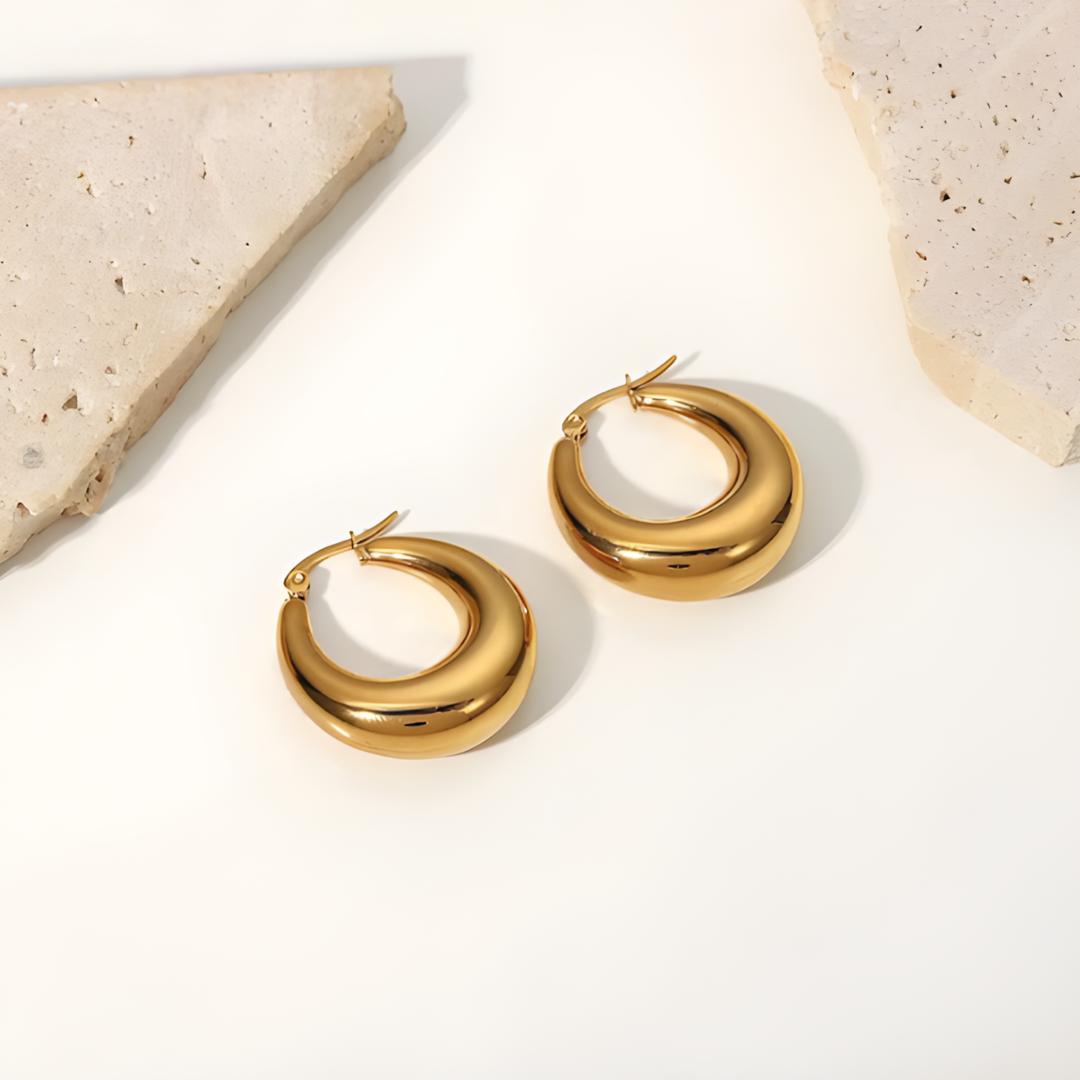 Lola 18K Gold Plated Huggie Chunky Statement Earrings Adascious Empire