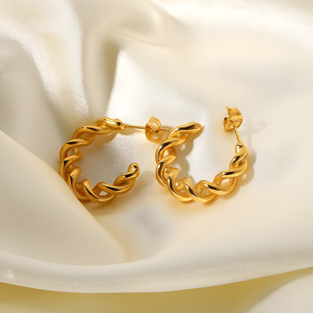 Ava Twisted 18k Gold Plated Hoops Adascious Empire