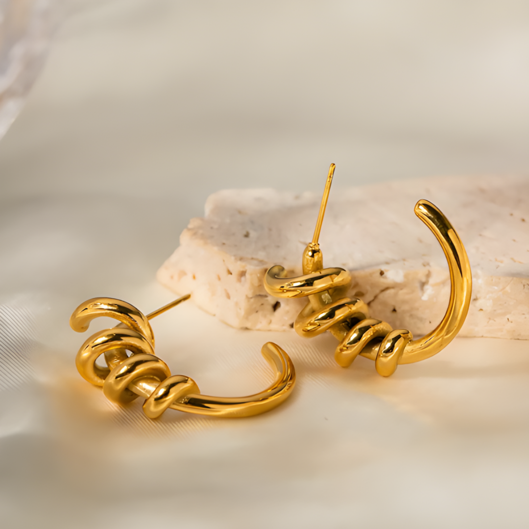 Vera Retro C Shaped 18k Gold Plated Stainless Steel Adascious Empire