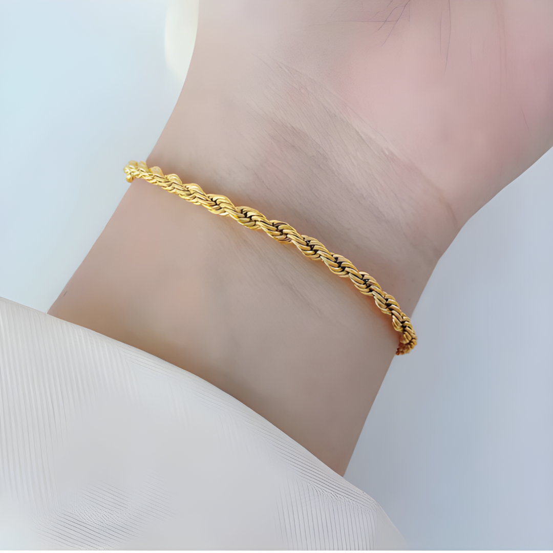 2mm Scarlett 18k Gold Twisted Chain Bracelet Adascious Empire