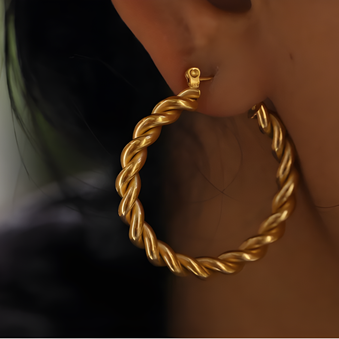 Cecilia 18k Twisted Gold Plated Earing Adascious Empire