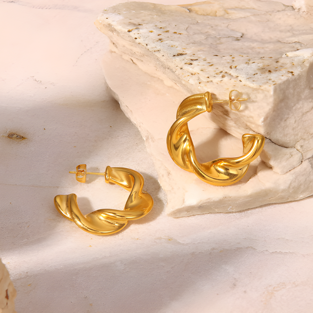 Charlotte Gold Irregular Texture C Earing