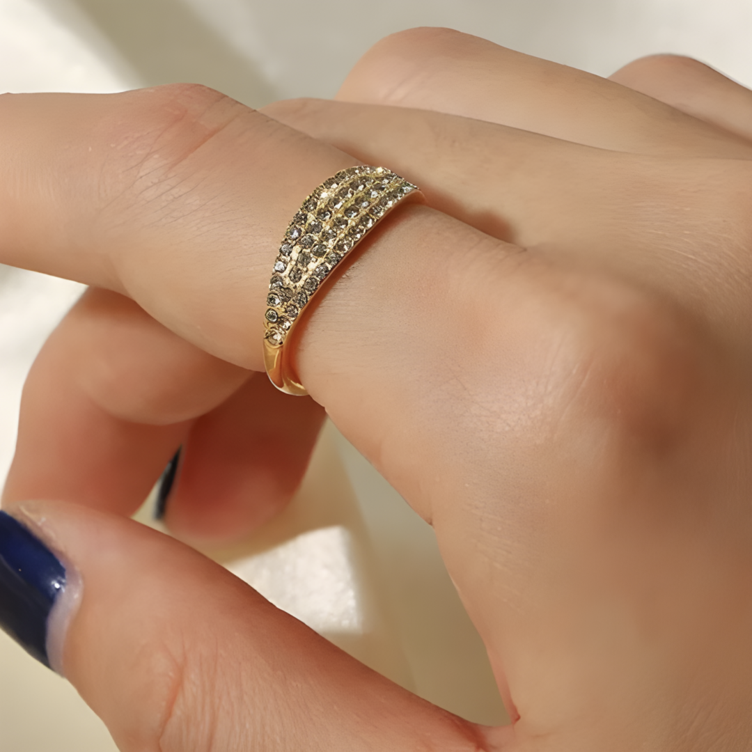 Crystal Small Zirconium 18K Gold Plated Ring Adascious Empire