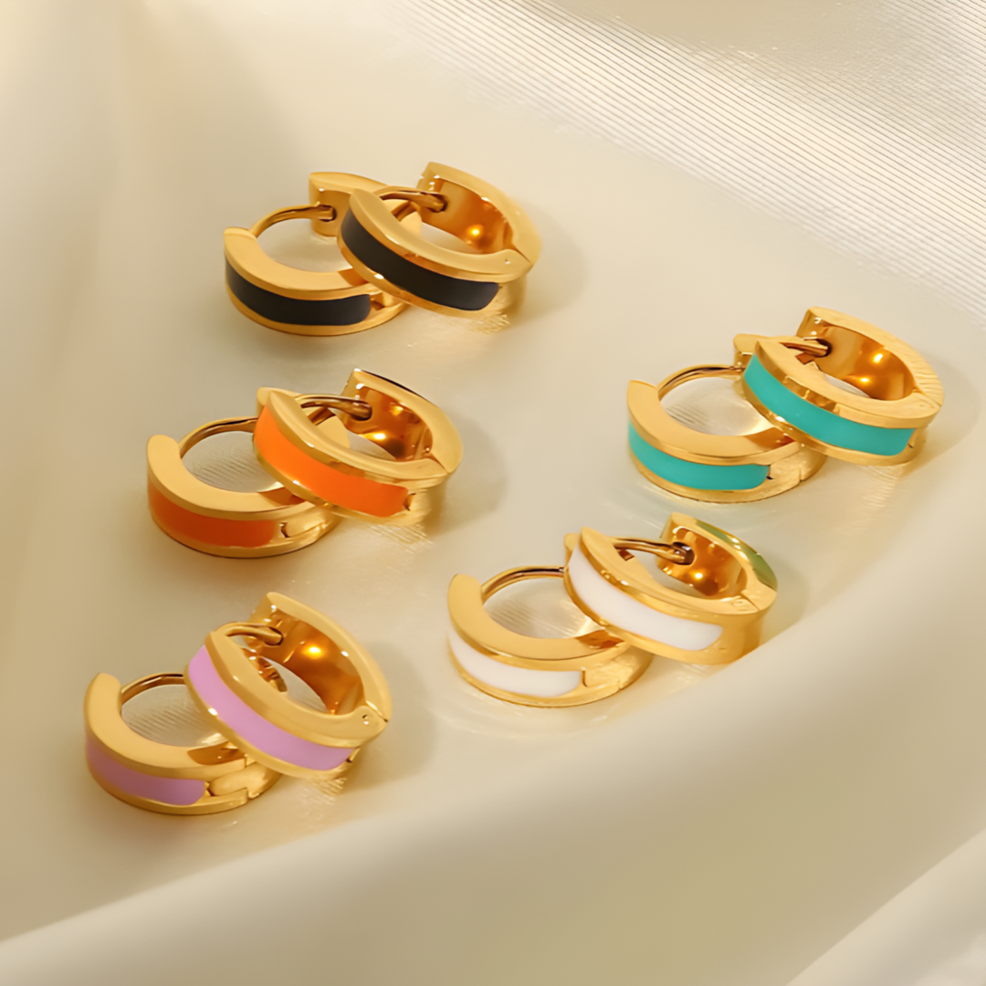 Enamel Gold Plated Stainless Steel Earing Adascious Empire