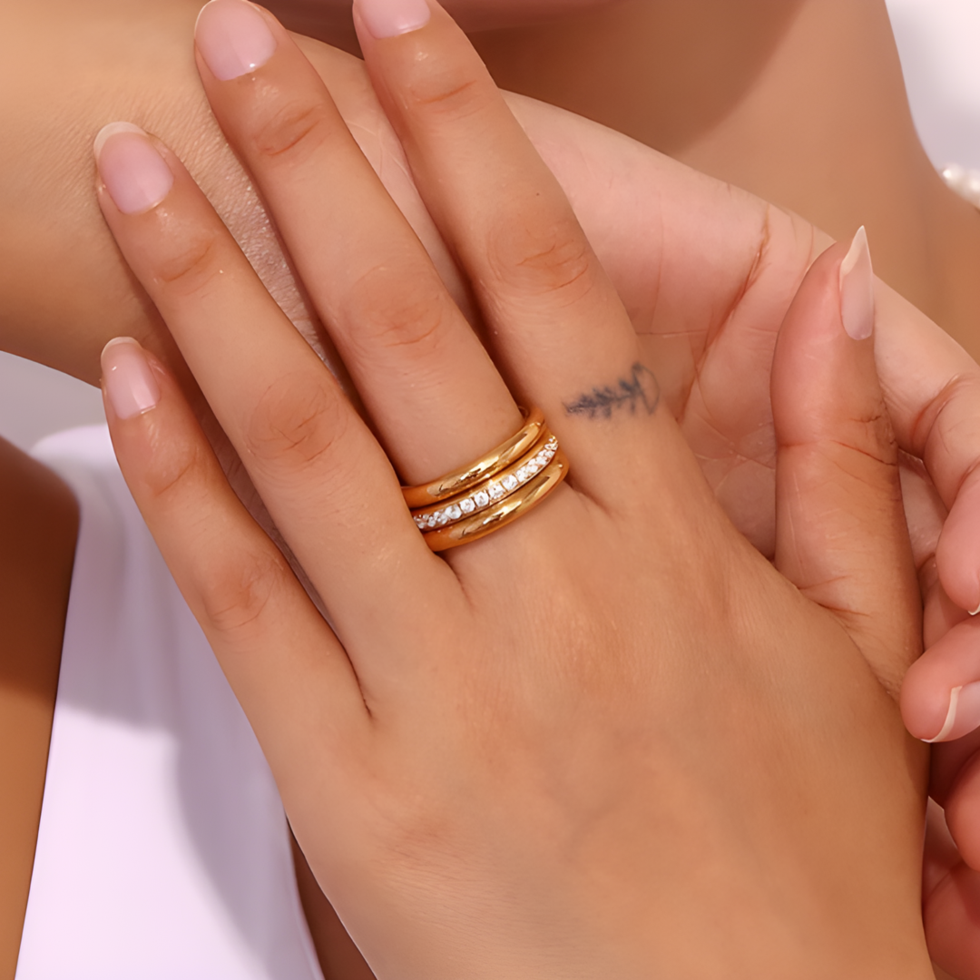 Mia Three Layer 316L Stainless Steel Ring Adascious Empire