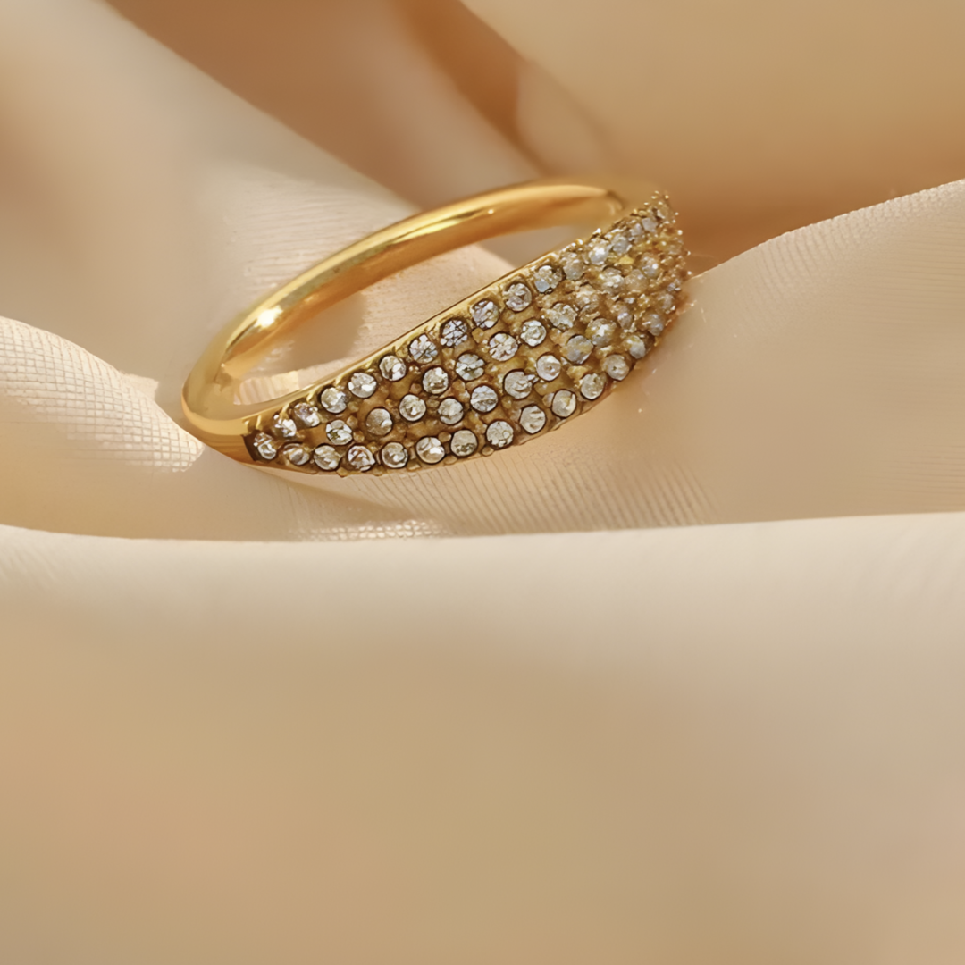 Crystal Small Zirconium 18K Gold Plated Ring Adascious Empire