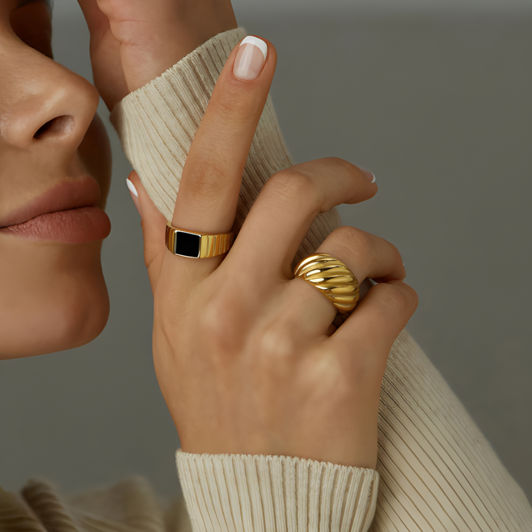 Chunky Croissant 18K Gold Plated Ring Adascious Empire