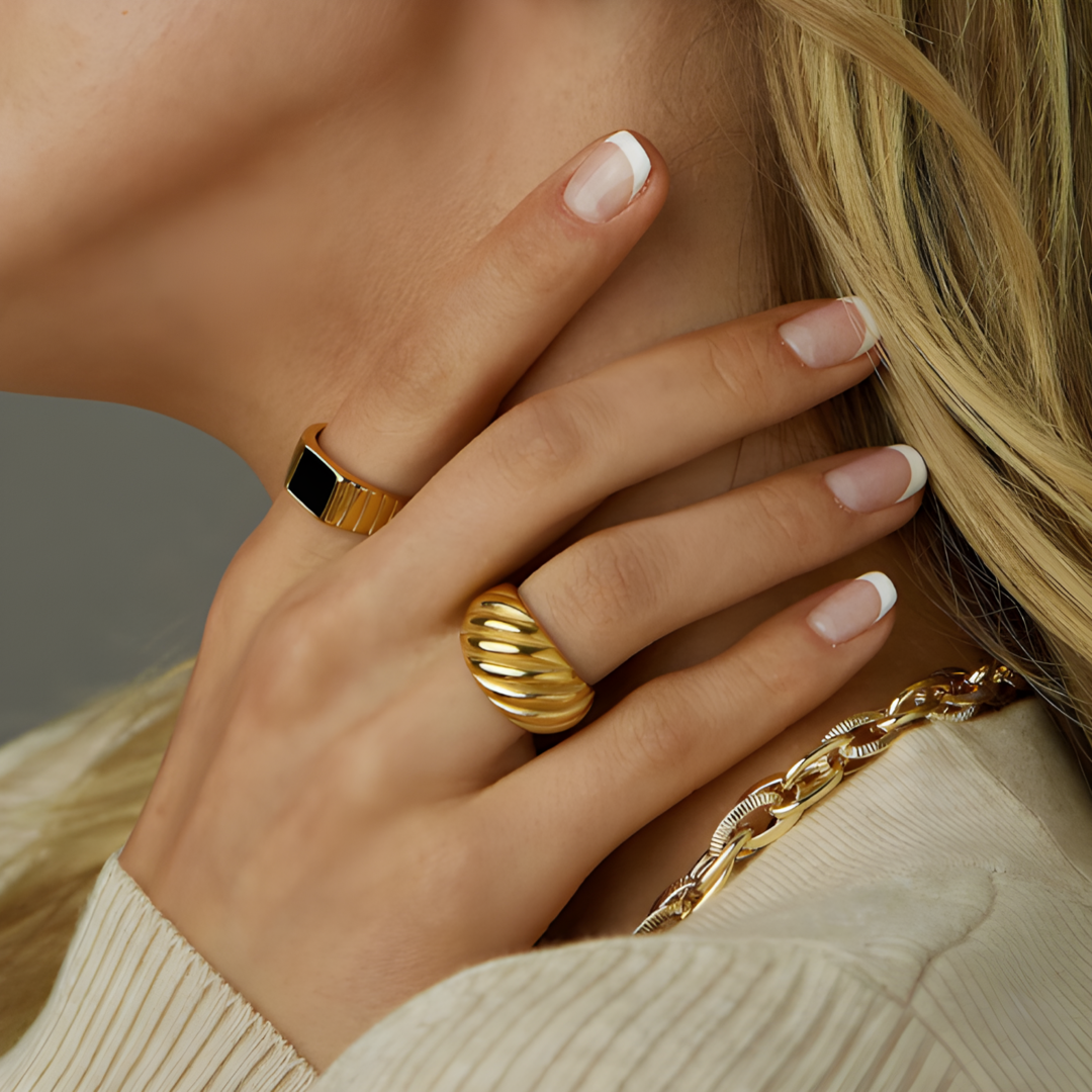 Chunky Croissant 18K Gold Plated Ring Adascious Empire