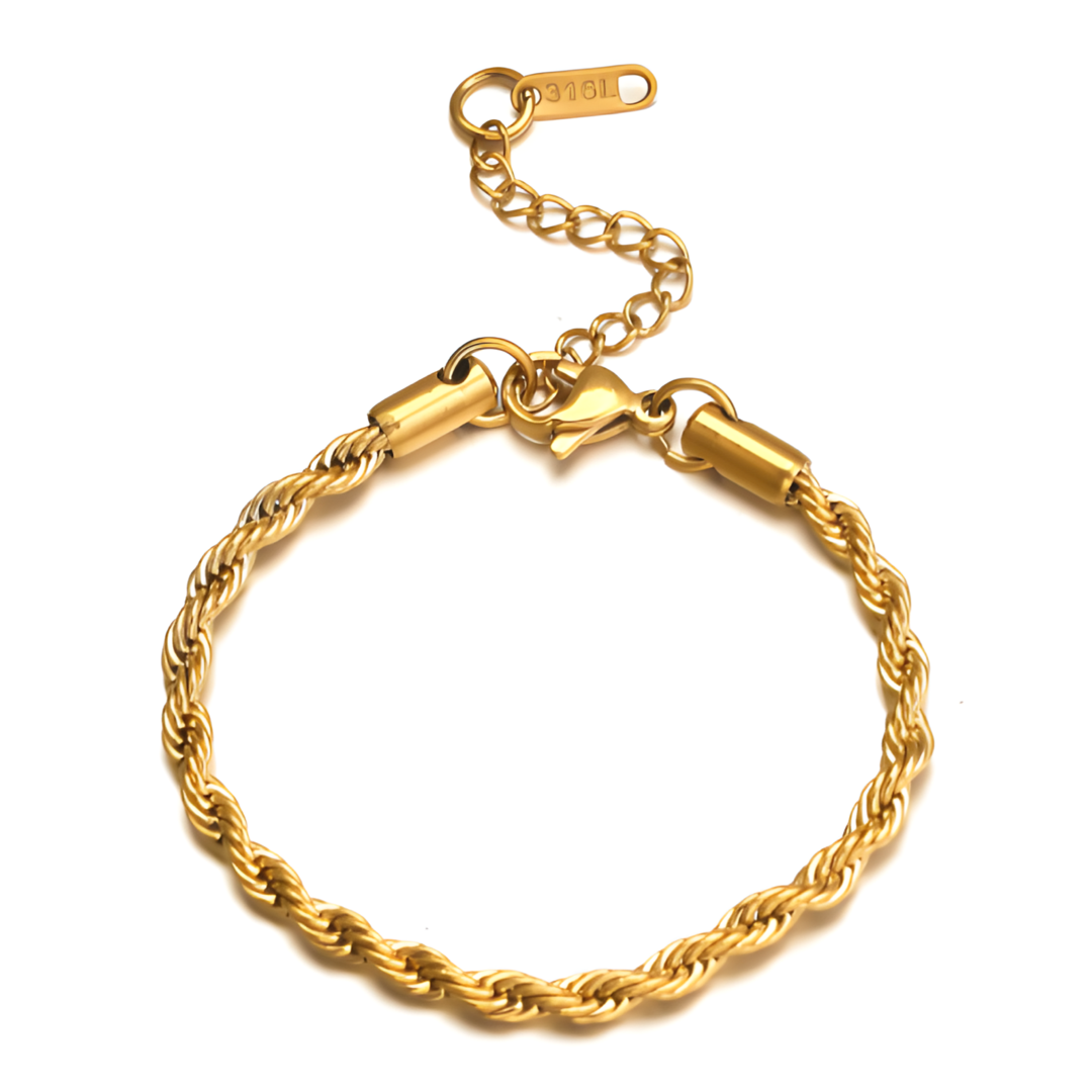 2mm Scarlett 18k Gold Twisted Chain Bracelet