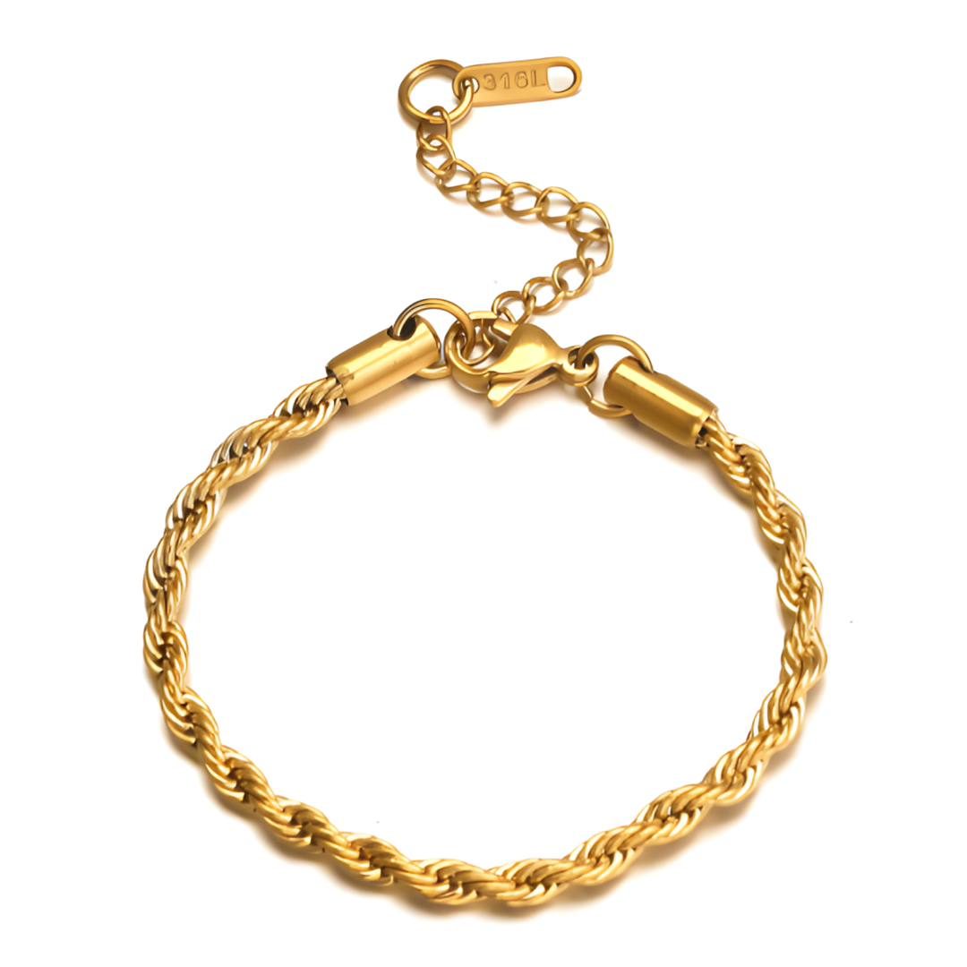 2mm Scarlett 18k Gold Twisted Chain Bracelet Adascious Empire