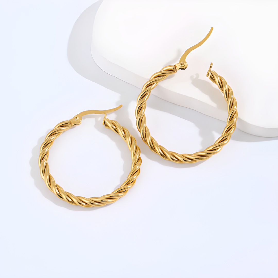 Cecilia 18k Twisted Gold Plated Earing Adascious Empire