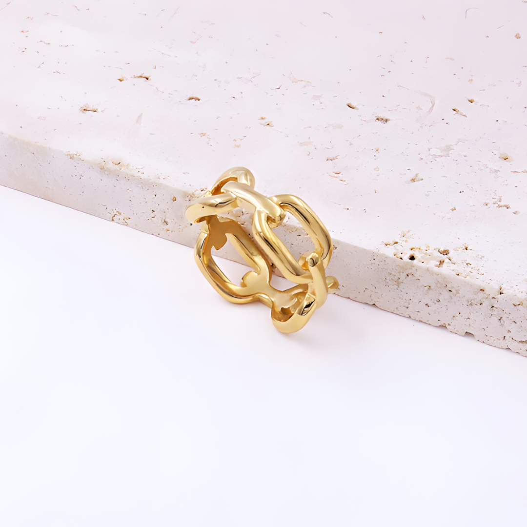Box Chain Gold Plated Stainless steel Ring Adascious Empire