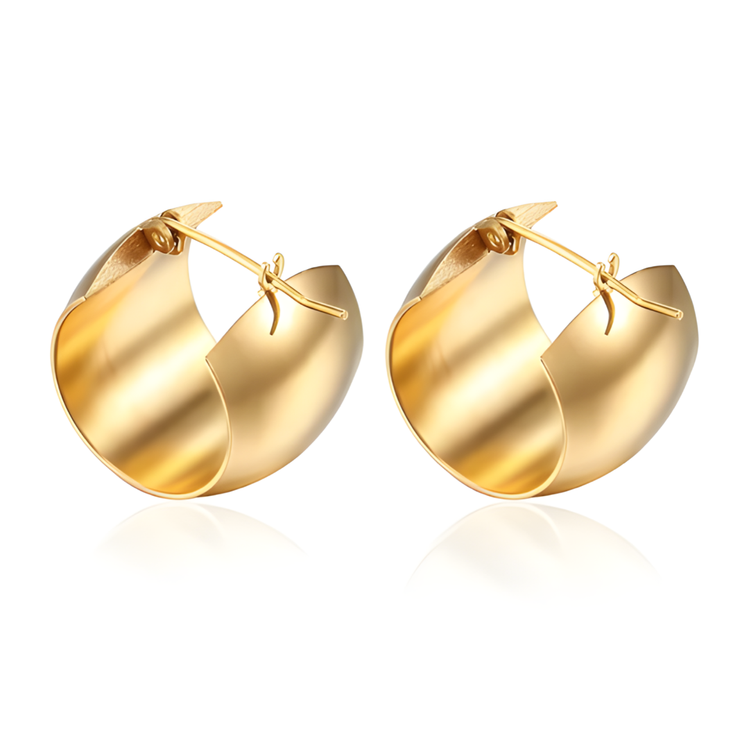 Ura 18K Gold Plated Huggie Chunky Statement Earrings