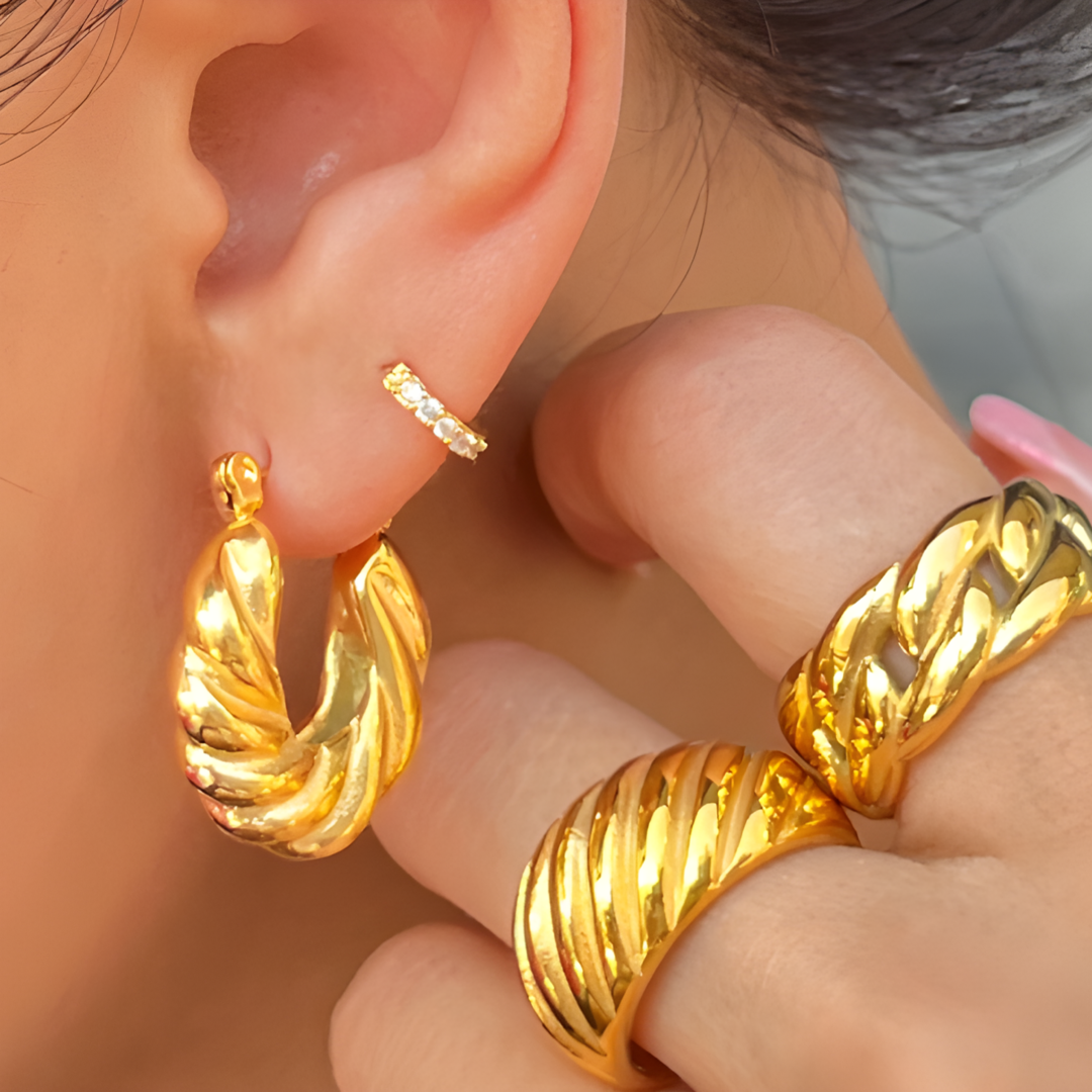 Amelia 18k Gold Plated Simple Hoops Adascious Empire