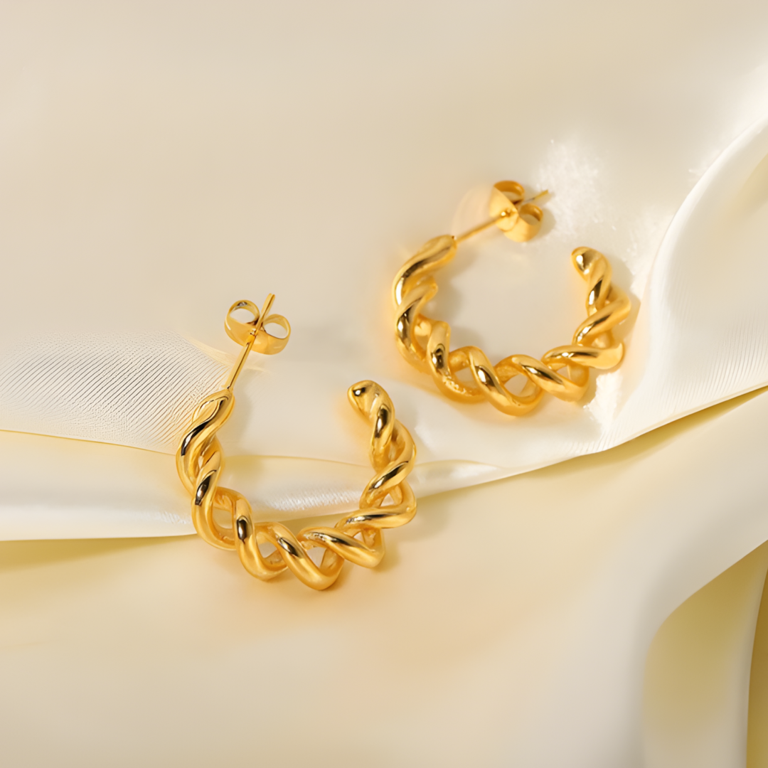 Ava Twisted 18k Gold Plated Hoops Adascious Empire