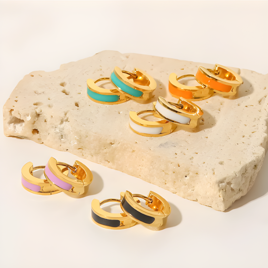 Enamel Gold Plated Stainless Steel Earing Adascious Empire