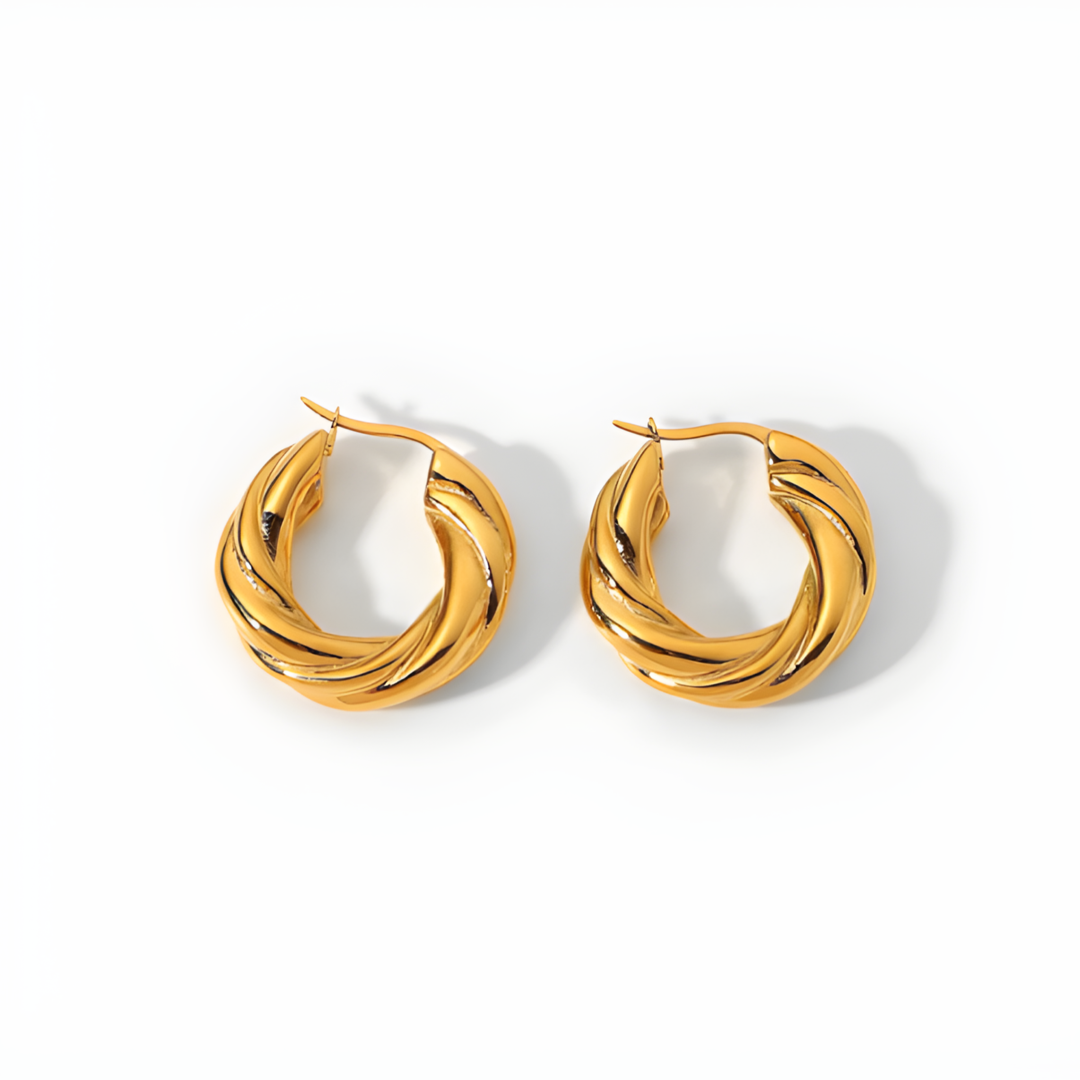 Nala Gold Circle Twisted Hoop Earrings