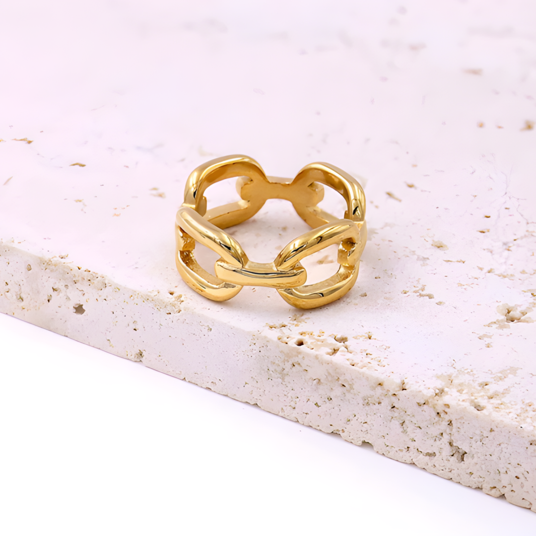 Box Chain Gold Plated Stainless steel Ring Adascious Empire