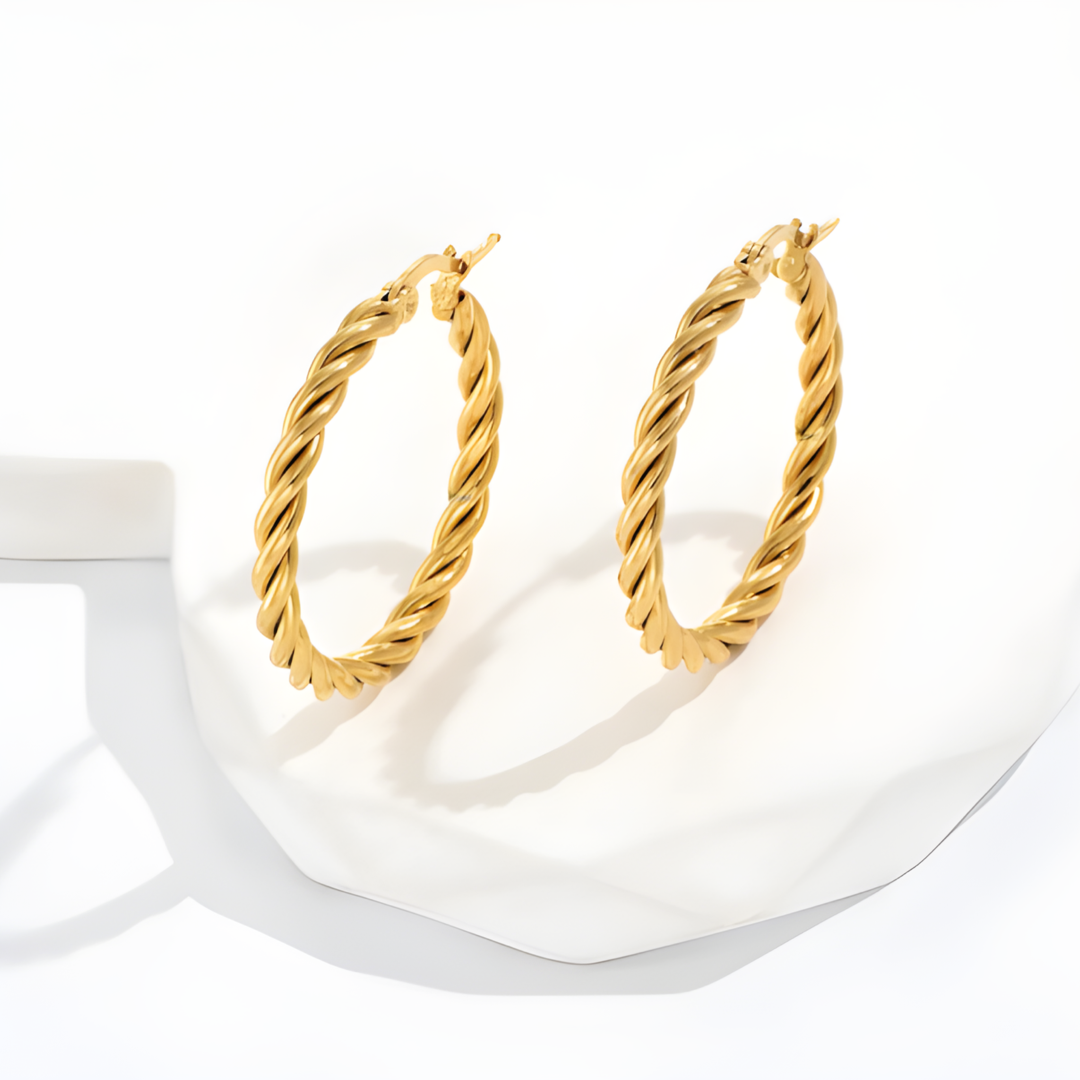 Cecilia 18k Twisted Gold Plated Earring