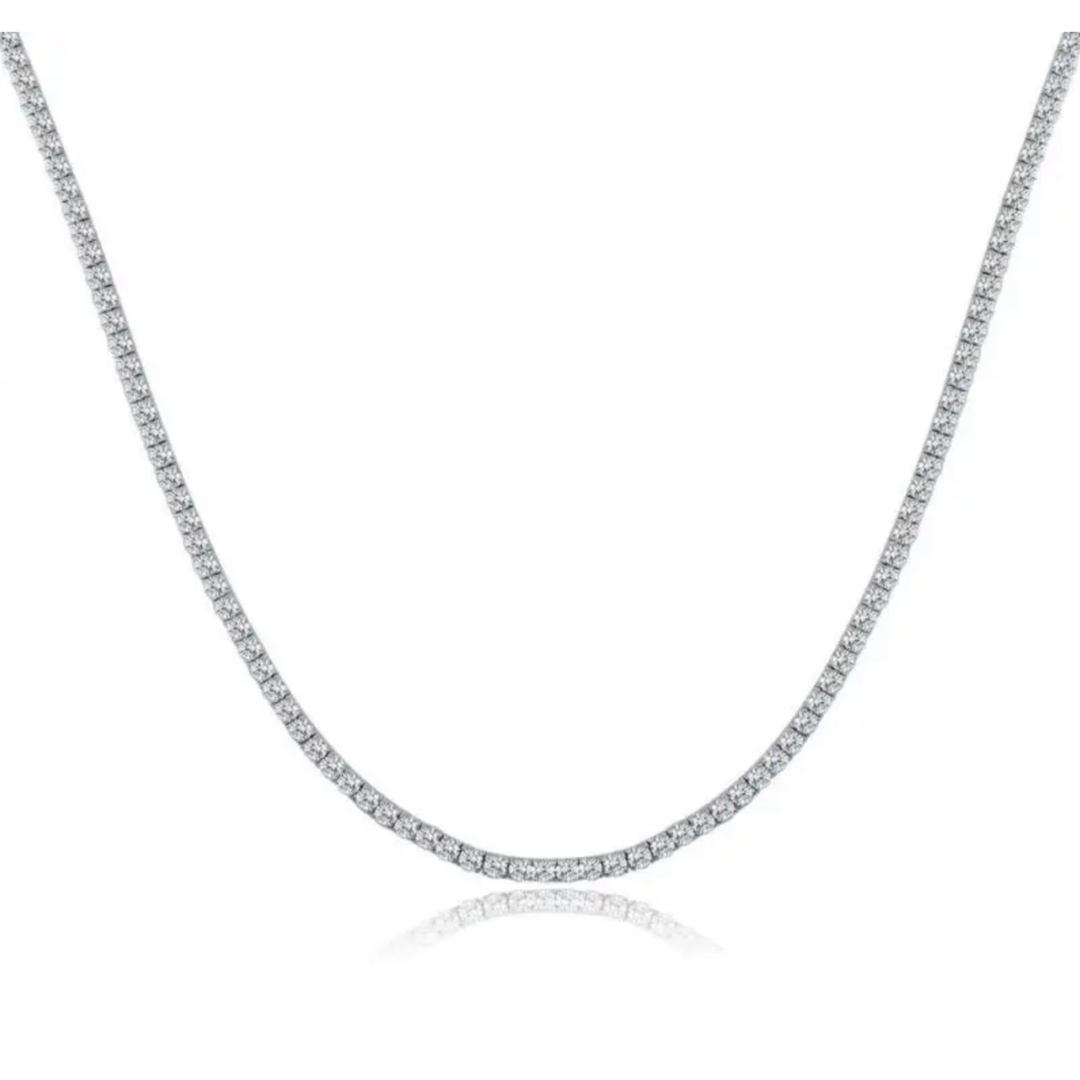 Luxury Pave Tennis CZ 925 Sterling Silver Choker Necklace