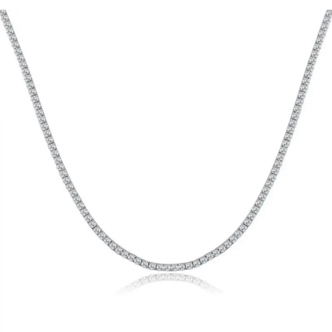 Luxury Pave Tennis CZ 925 Sterling Silver Choker Necklace Adascious Empire