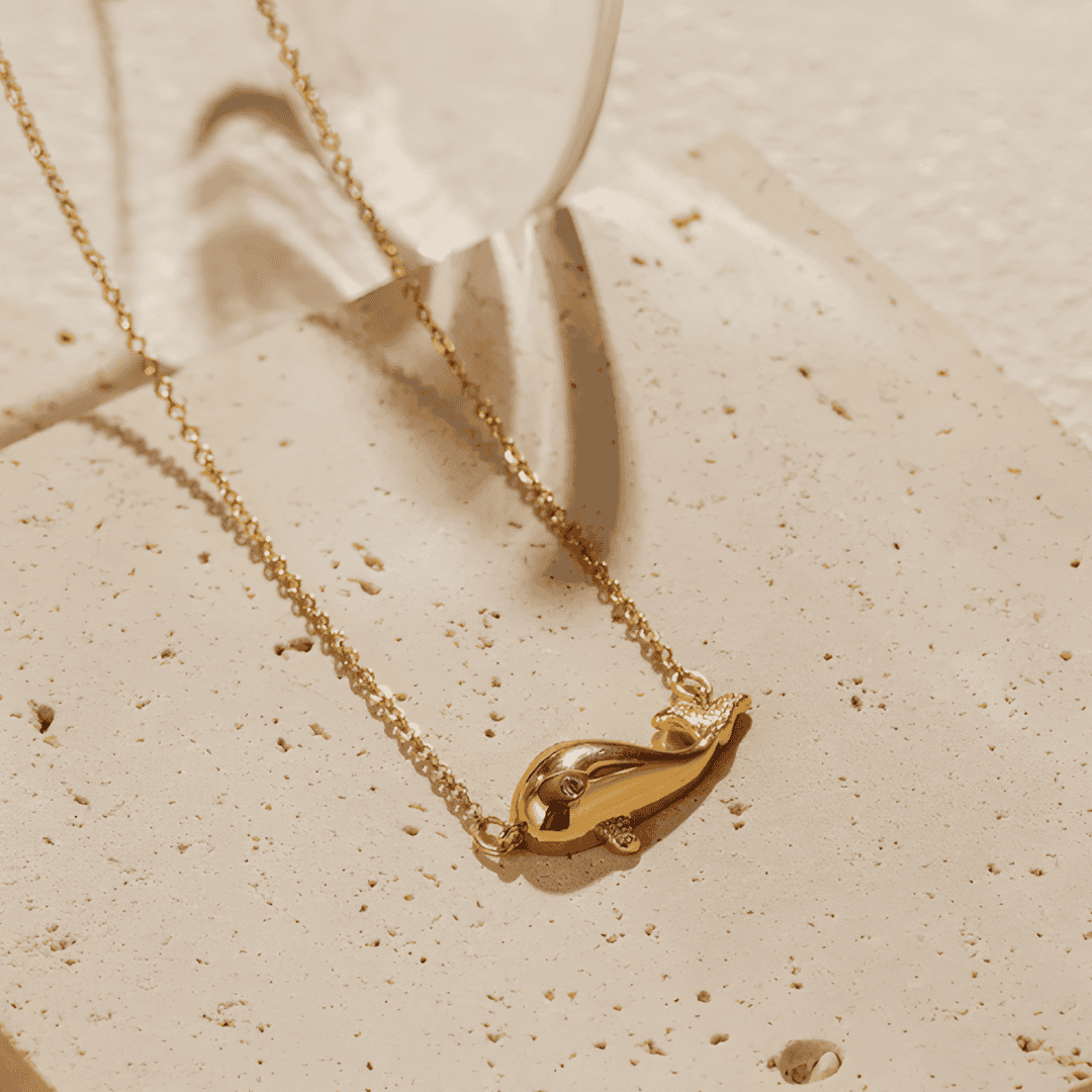 Blossom Dolphin 18k Gold Plated Necklace Adascious Empire
